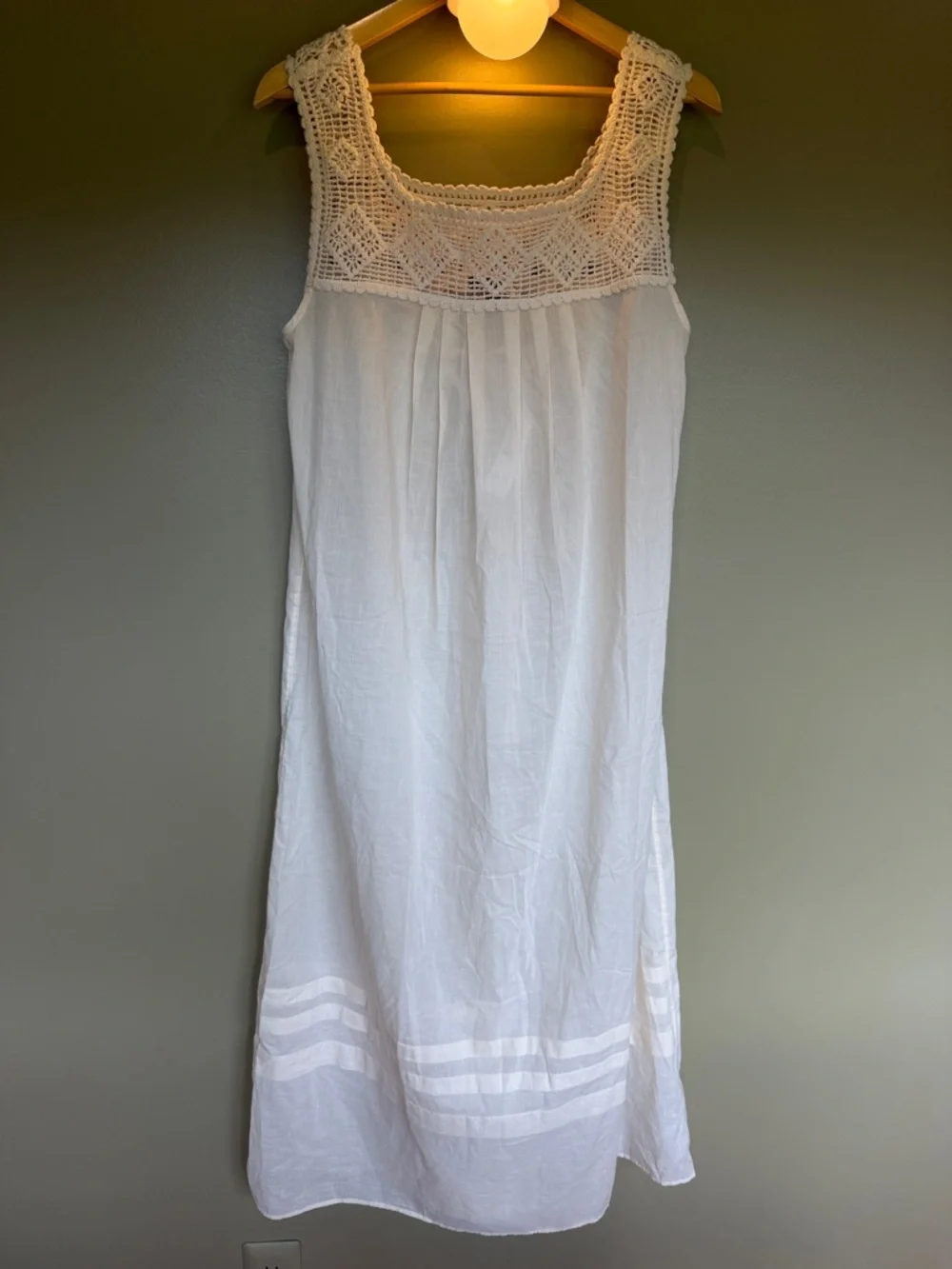 J. Crew White Crochet Yoke Cotton dress or coverup